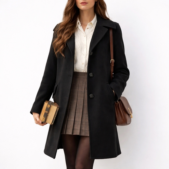 London Fog Jackets & Blazers - LONDON FOG Wool Peacoat Long Dark Academia Fully Lined Black Size XL